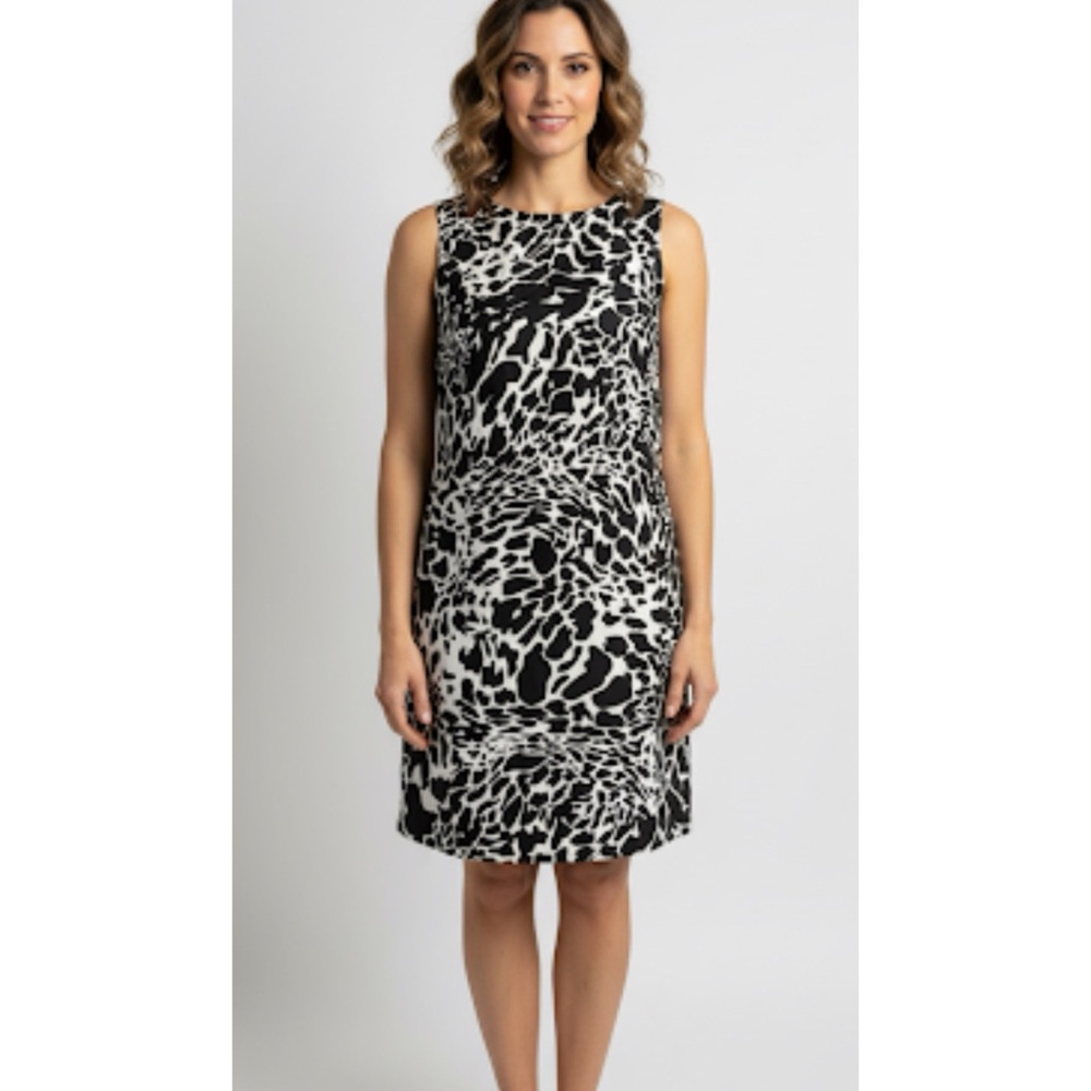Peter Nygard Animal Print Sleeveless Shift Dress Size 10 Petite